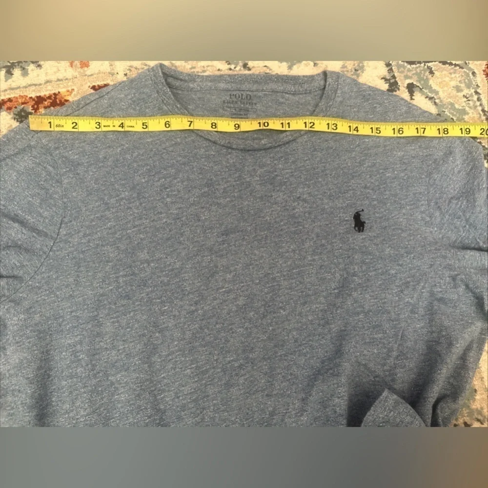 Polo Ralph Lauren Men’s Sz L T-Shirt  Long Sleeve Blue Heather Custom Fit